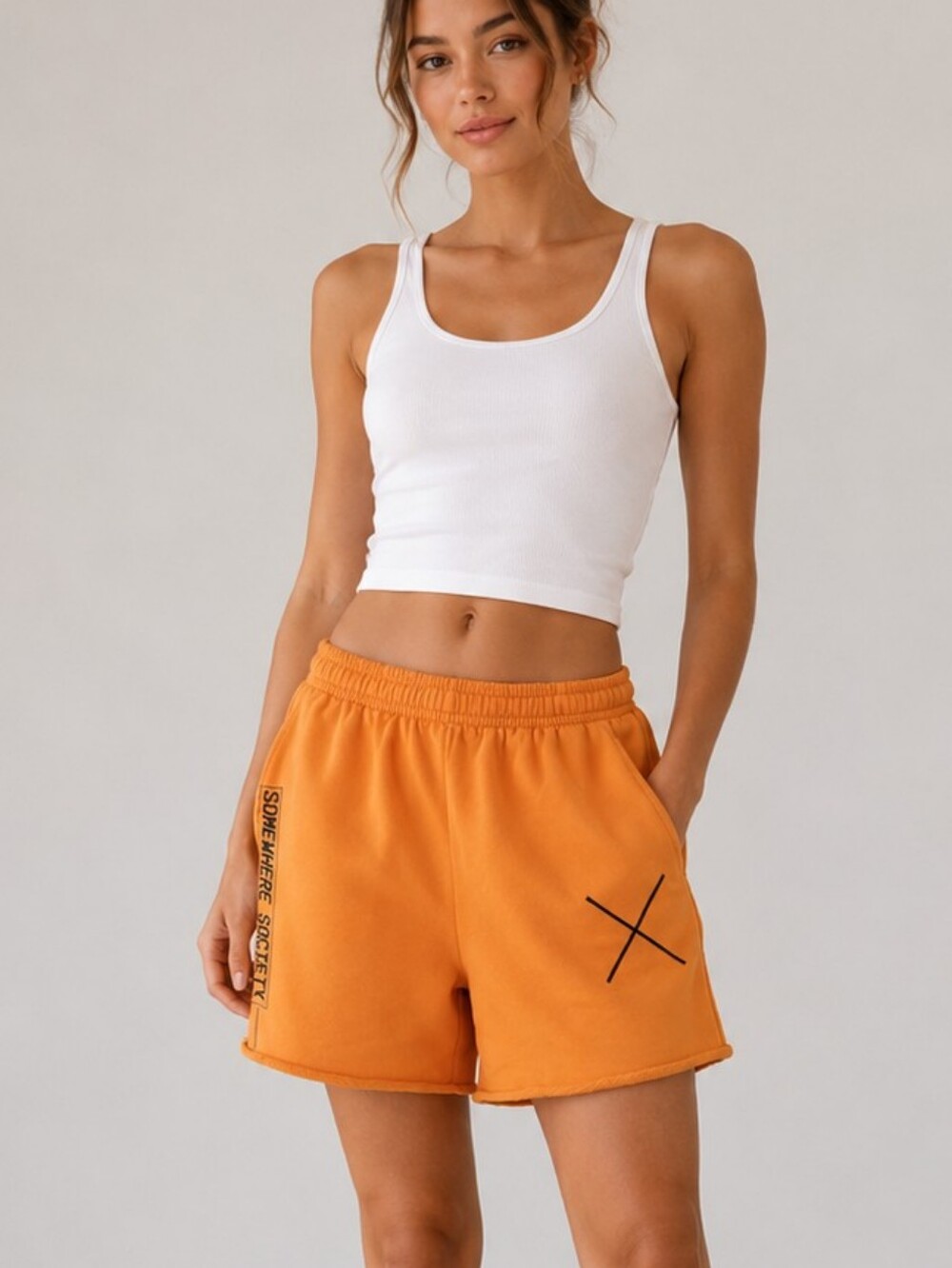 Mayfair The Label Somewhere Society Shorts Orange Drawstring French Terry S/M